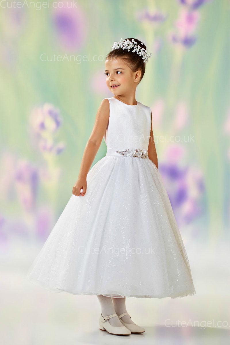 Girls Dress Style 0610918 Ivory Ankle Length Hand Made Flower Round A-line Dress in Choice of Colour