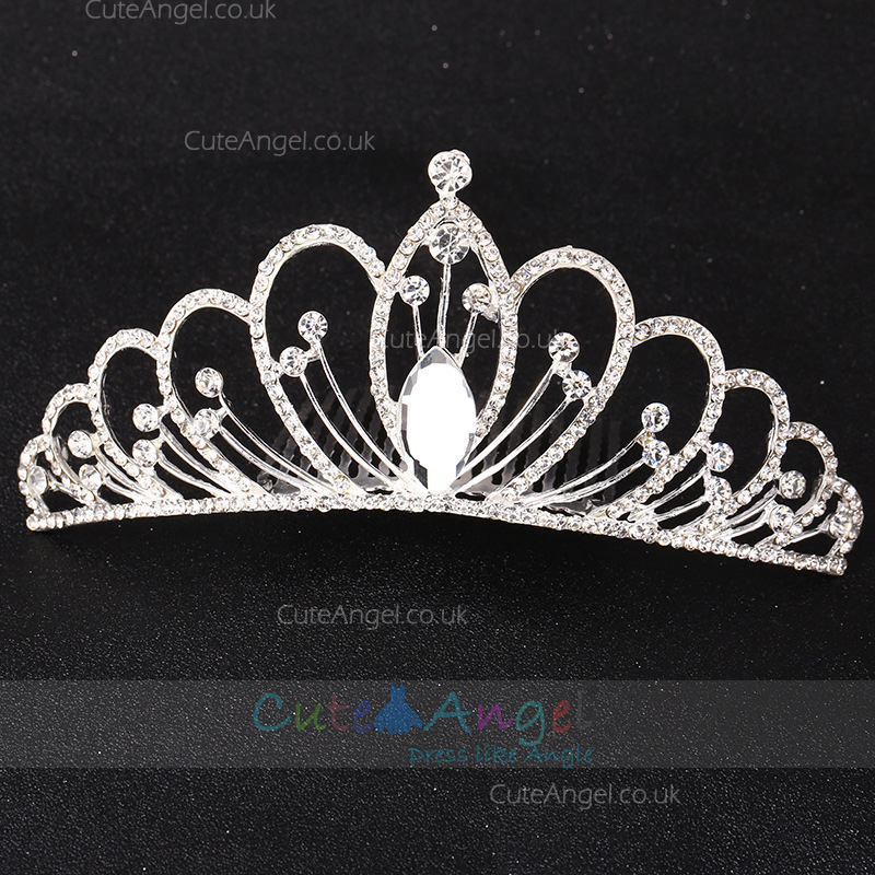 Sparkling Crystal Silver Tiara Crown Headpiece
