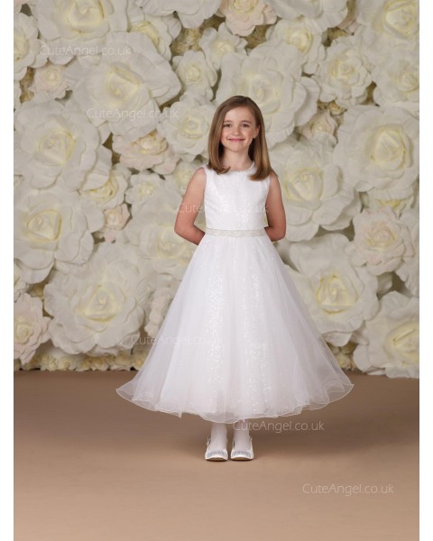 Girls Dress Style 0613718 Ivory Ankle Length Sash Bateau A-line Dress in Choice of Colour