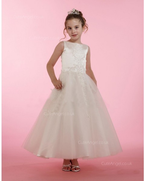 Girls Dress Style 0614918 Ivory Ankle Length Lace Bateau A-line Dress in Choice of Colour
