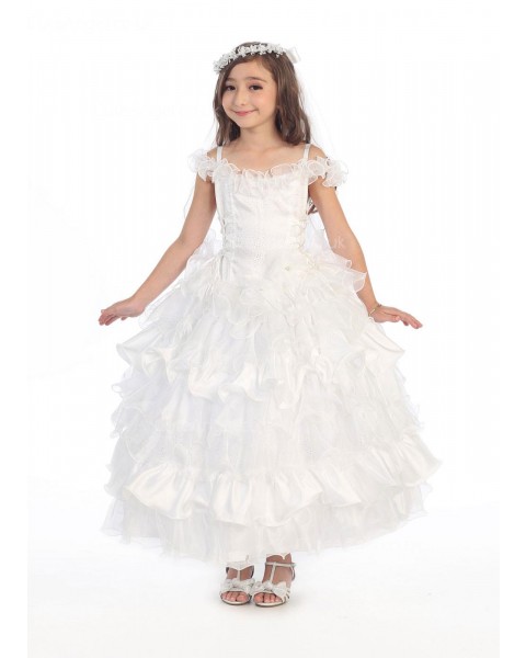 Girls Dress Style 0616618 Ivory Ankle Length Layers Bateau Ball Gown Dress in Choice of Colour