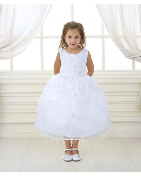 Girls Dress Style 0617018 Ivory Ankle Length Hand Made Flower Bateau A-line Dress in Choice of Colour