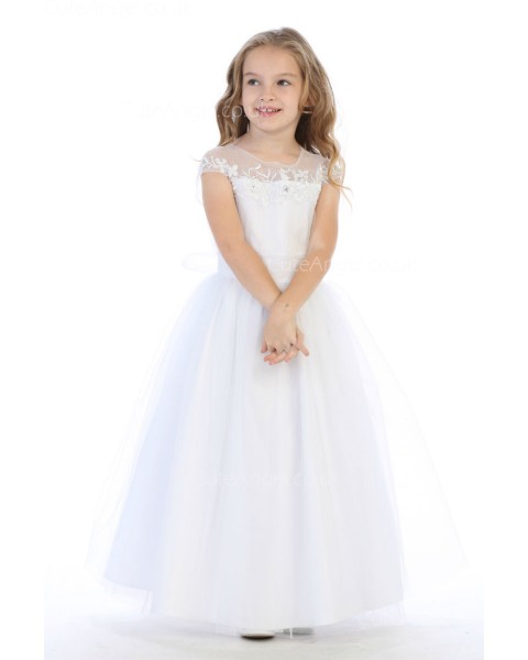 Girls Dress Style 062218 White Floor-length Lace   Dress in Choice of Colour