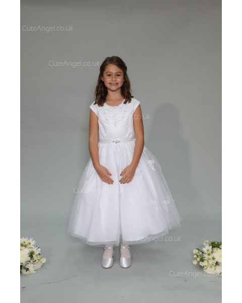 Girls Dress Style 0625918 Ivory Ankle Length Lace , Beading Bateau A-line Dress in Choice of Colour