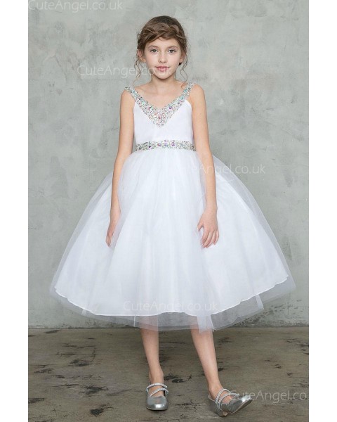 Girls Dress Style 0626318 Ivory Knee-Length Beading V-neck Ball Gown Dress in Choice of Colour