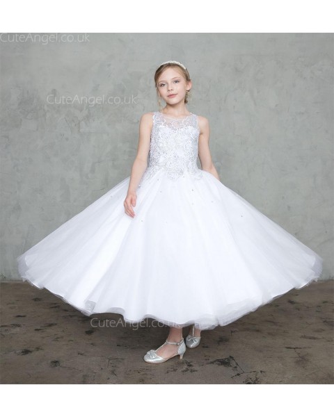 Girls Dress Style 0627818 Ivory Ankle Length Lace Bateau A-line Dress in Choice of Colour