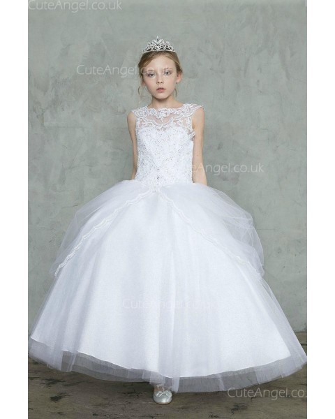 Girls Dress Style 0627918 Ivory Floor-length Lace Bateau ball Gown Dress in Choice of Colour