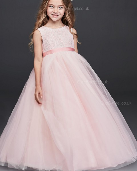 Pink Ball Gown Flower Girl Dress with Heart Cutout