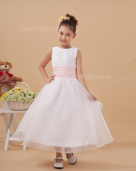 Cheap Ivory Ankle Length A-line First Communion / Flower Girl Dress