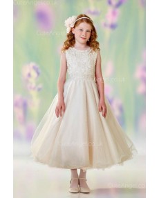 Girls Dress Style 0610318 Champagne Ankle Length Beading , Applique Bateau A-line Dress in Choice of Colour