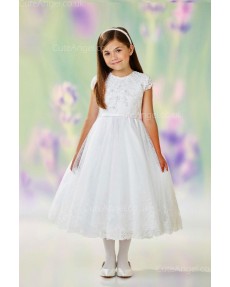 Girls Dress Style 0611218 Ivory Tea-length Lace Round A-line Dress in Choice of Colour
