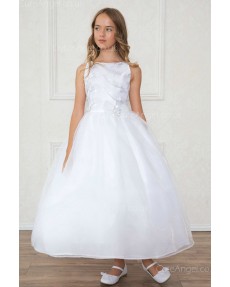 Girls Dress Style 0619718 White Ankle Length Beading Bateau A-line Dress in Choice of Colour