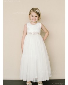 Girls Dress Style 0625518 Ivory Ankle Length Lace , Beading , Bowknot Bateau A-line Dress in Choice of Colour