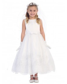 Girls Dress Style 064118 Ivory Ankle Length Lace Bateau A-line Dress in Choice of Colour