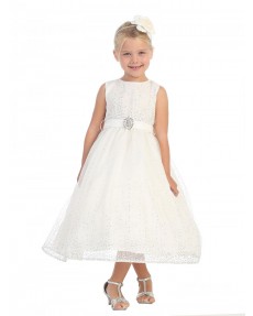 Girls Dress Style 064618 Ivory Ankle Length Beading Round A-line Dress in Choice of Colour