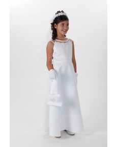 Girls Dress Style 065118 Ivory Floor-length Lace Bateau A-line Dress in Choice of Colour