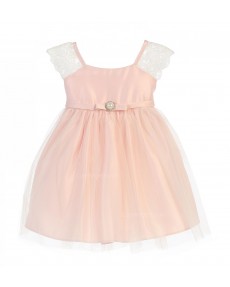 Girls Dress Style 066718 Candy Pink Knee-Length Lace Bateau A-line Dress in Choice of Colour