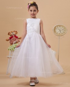 Cheap Best Ivory Ankle Length A-line First Communion / Flower Girl Dress