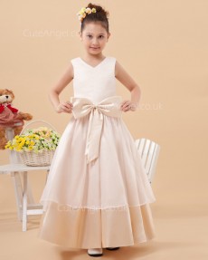 Elegant Discount Champagne Floor-length A-line First Communion / Flower Girl Dress