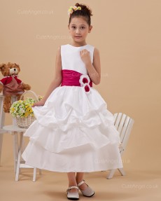 Fitted Celebrity Ivory Tea-length A-line First Communion / Flower Girl Dress