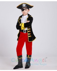 One-eyed Pirate Suit Children Cartoon Captain Jack Costumes Halloween Boy's Party Cloth Pirates of the Caribbean