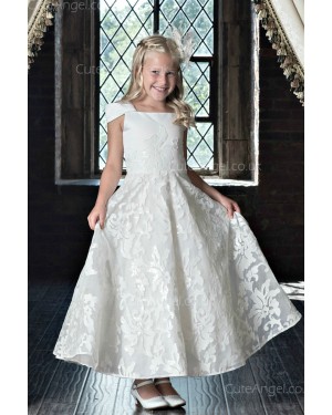 Girls Dress Style 0622318 Ivory Ankle Length Applique Bateau A-line Dress in Choice of Colour