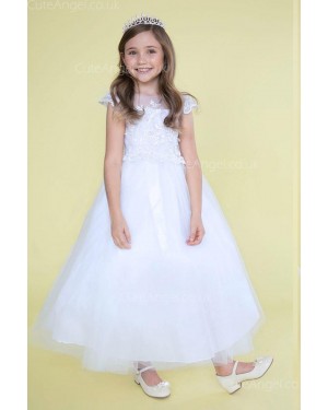 Girls Dress Style 0626618 Ivory Ankle Length Lace Bateau A-line Dress in Choice of Colour