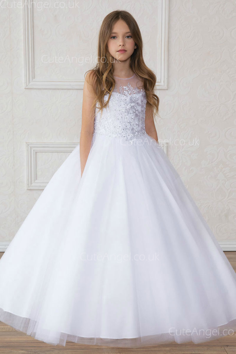 Girls Dress Style 0621518 Ivory Floor-length Applique Sweetheart A-line Dress in Choice of Colour