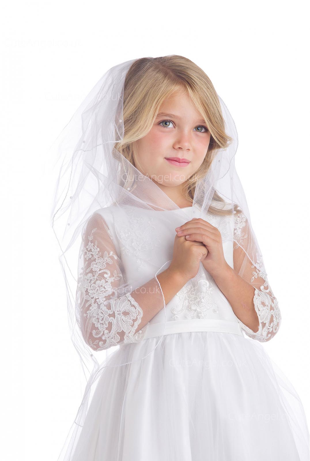 Girls Dress Style 066818 White Floor-length Lace Round A-line Dress in Choice of Colour