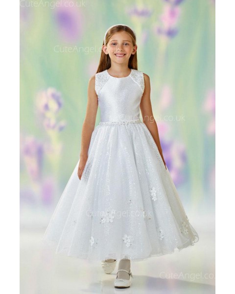 Girls Dress Style 0611518 Ivory Ankle Length Beading Round A-line Dress in Choice of Colour