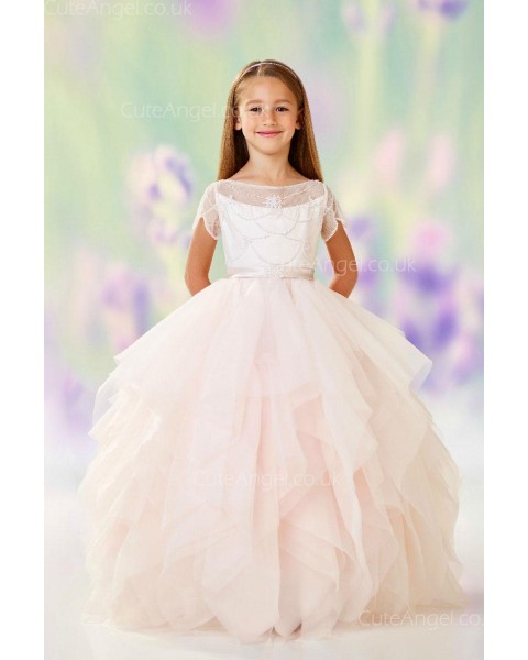 Girls Dress Style 0611618 Candy Pink Floor-length Tiered Bateau A-line Dress in Choice of Colour