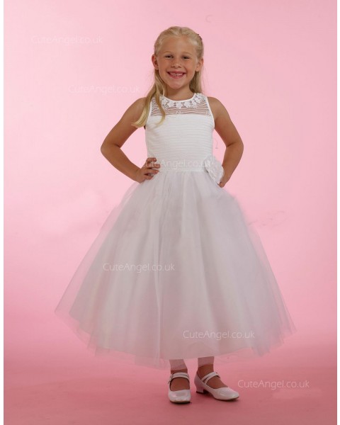 Girls Dress Style 0615018 Ivory Ankle Length Hand Made Flower Round A-line Dress in Choice of Colour