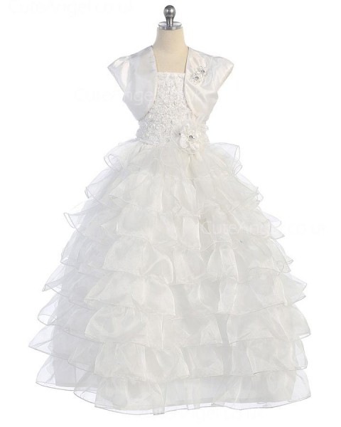 Girls Dress Style 0616518 Ivory Floor-length hand Made Flower Square Ball Gown Dress in Choice of Colour