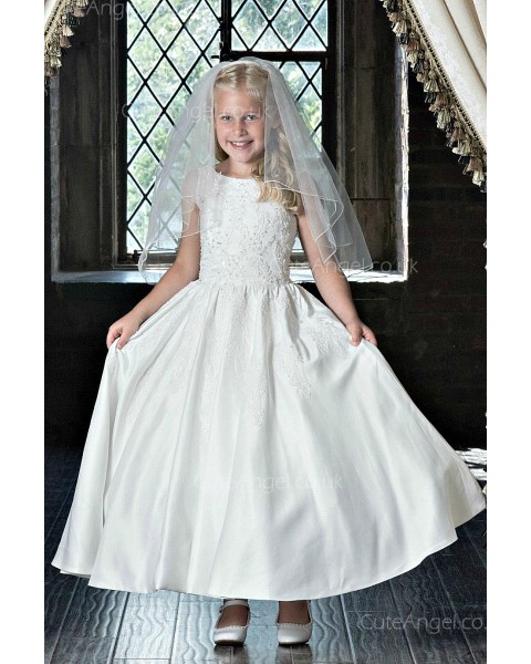 Girls Dress Style 0623218 Ivory Ankle Length Applique Bateau A-line Dress in Choice of Colour