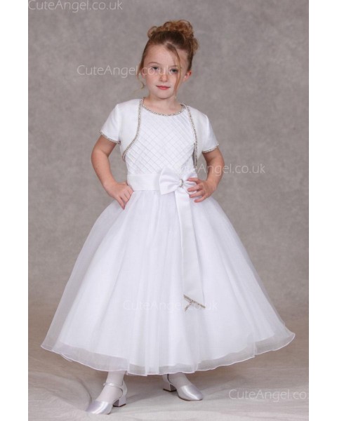 Girls Dress Style 0624718 Ivory Ankle Length Bowknot Bateau A-line Dress in Choice of Colour