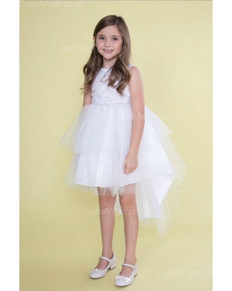 Girls Dress Style 0626418 White Mini Lace , Beading Bateau Princess Dress in Choice of Colour