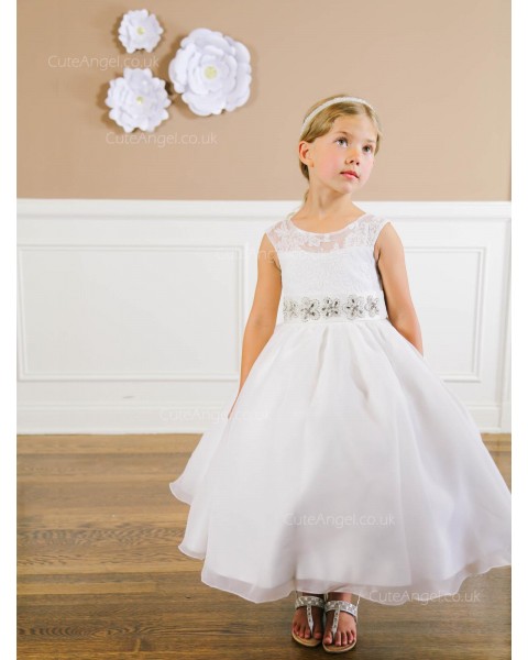 Girls Dress Style 064218 Ivory Ankle Length Lace Bateau A-line Dress in Choice of Colour