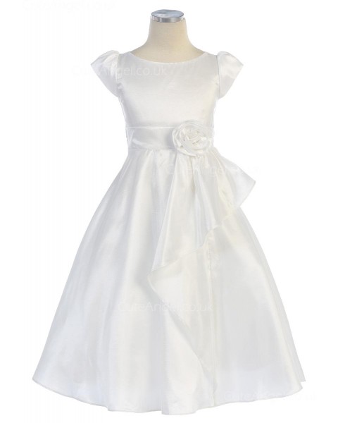 Girls Dress Style 068918 Ivory Floor-length hand Made Flower Bateau A-line Dress in Choice of Colour