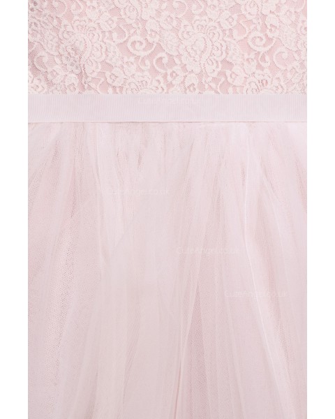 Pink Ball Gown Flower Girl Dress with Heart Cutout