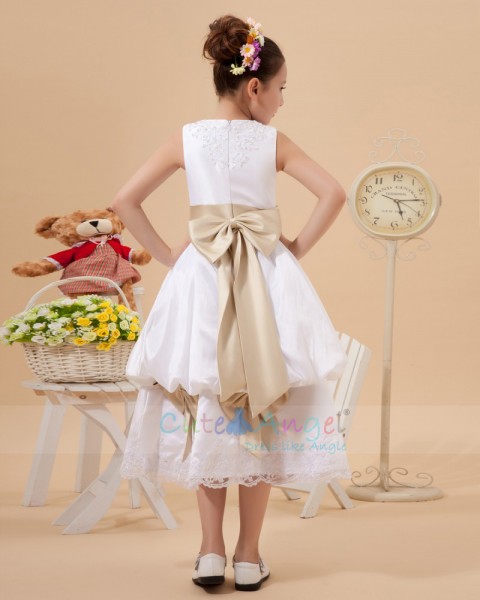 Amazing Hand Made Flower Bow A-line First Communion Dresses 
