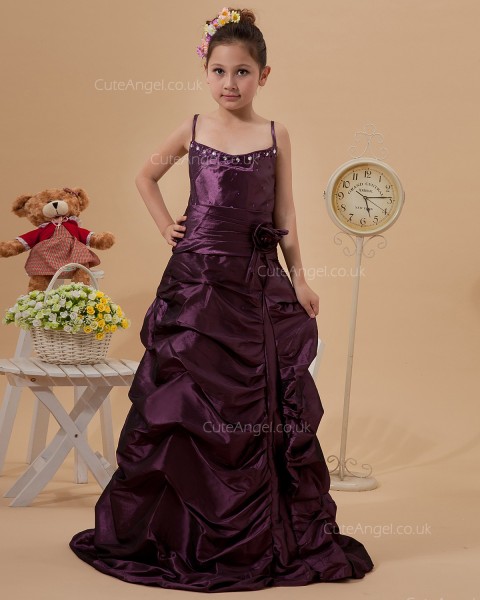 Budget Amazing Burgundy Sweep A-line First Communion / Pageant Dress