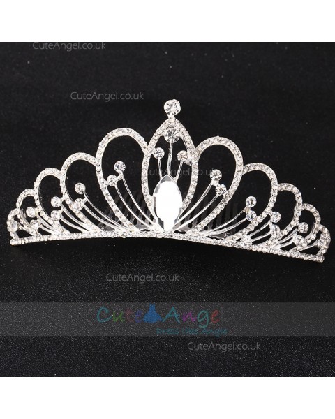 Sparkling Crystal Silver Tiara Crown Headpiece Girl Prom Hair Ornaments Hair Jewelry Accessories