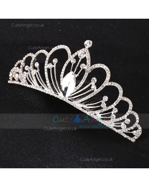 Sparkling Crystal Silver Tiara Crown Headpiece Girl Prom Hair Ornaments Hair Jewelry Accessories