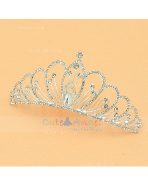 Sparkling Crystal Silver Tiara Crown Headpiece Girl Prom Hair Ornaments Hair Jewelry Accessories