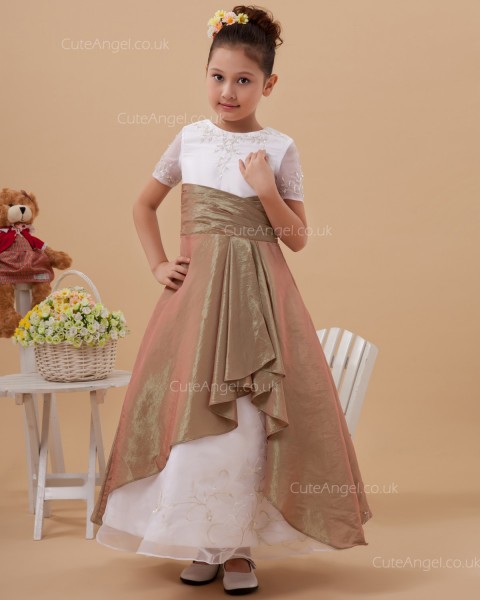 Elegant Girls Brown Ankle Length A-line First Communion / Pageant Dress