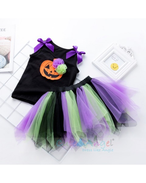 New Kids Halloween Costume Vest Handmade Skirt Set Colour Dress for Girls