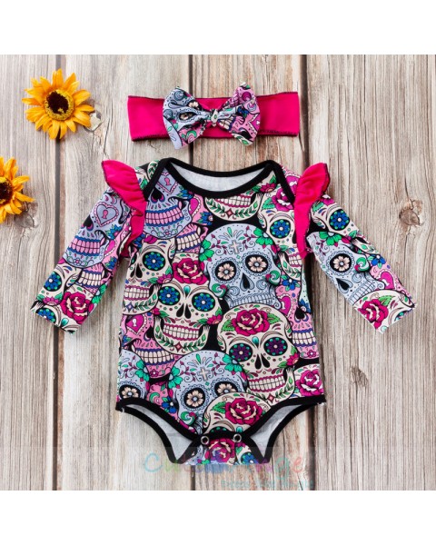 Skull Print Romper Infant Girls Halloween Pajamas Novelty Baby Boys Palysuit Clothes Carnival Party Cosplay Newborn Jumpsuits