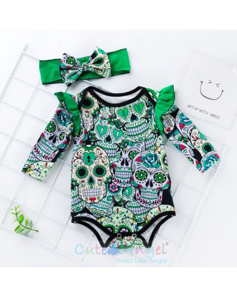 Skull Print Romper Infant Girls Halloween Pajamas Novelty Baby Boys Palysuit Clothes Carnival Party Cosplay Newborn Jumpsuits