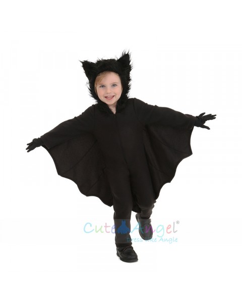  Child Animal Cosplay Cute Bat Costume Kids Halloween Costumes for Girls Black Jumpsuit Connect Wings Bat Clothes