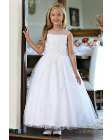 Girls Dress Style 061018  Floor-length Applique Round A-line Dress in Choice of Colour